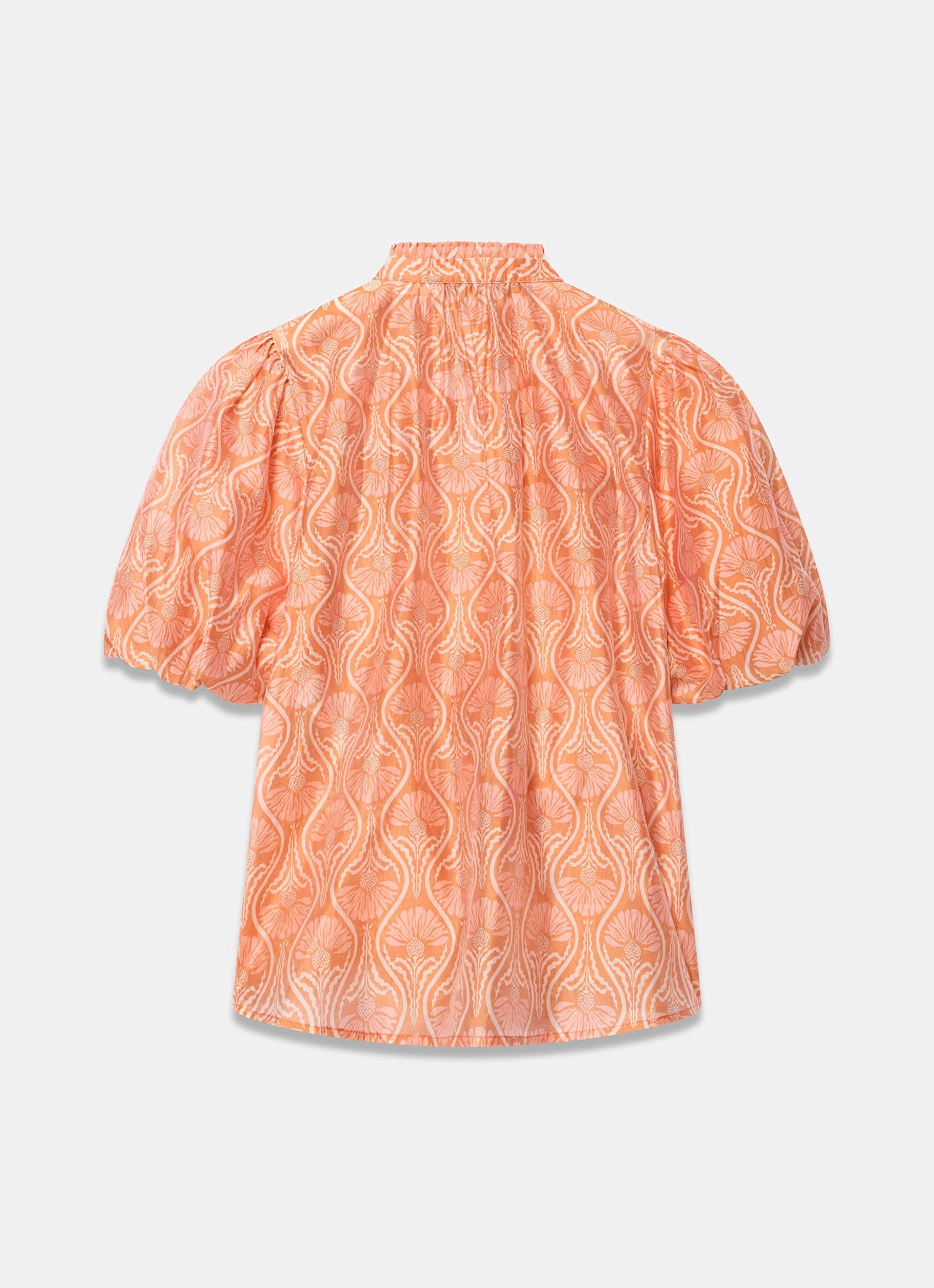 Orange Printed Cut Out Tie Blouse