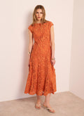 Orange Lace Midi Dress