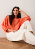 Orange Ramie Batwing Blouse