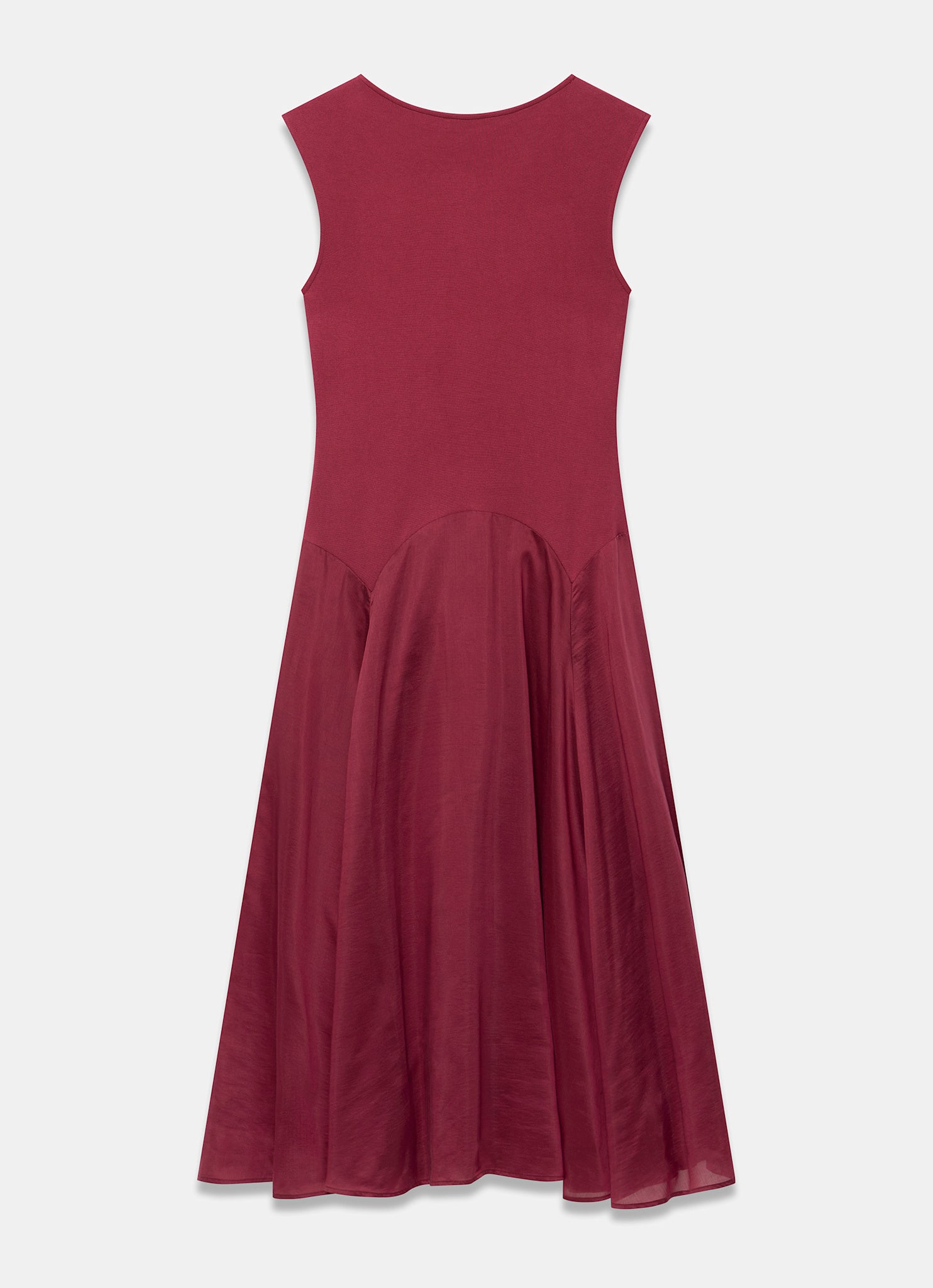 Burgundy Sleeveless Drop Waist Midi Dress