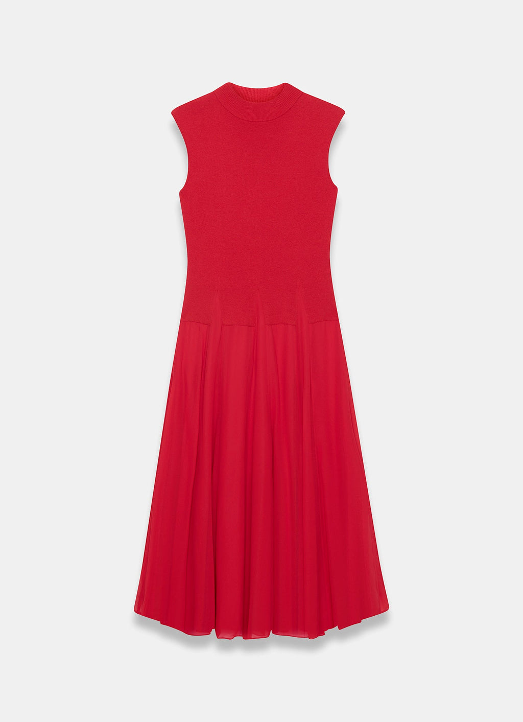 Red Sleeveless Knit Midi Dress