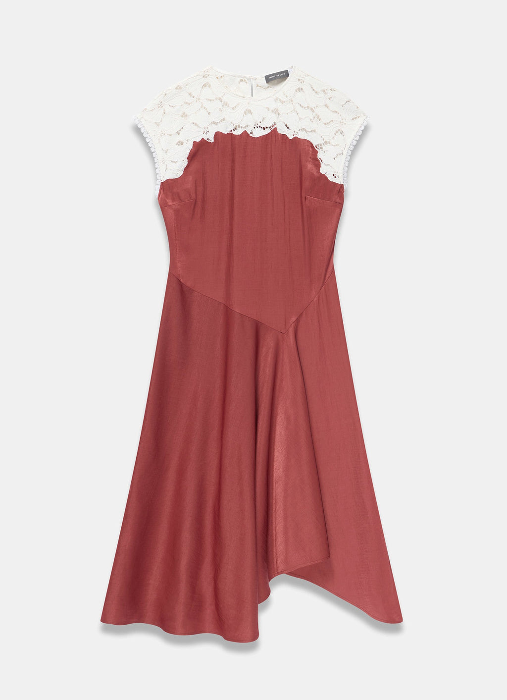 Rust Red Lace Detail Midi Dress