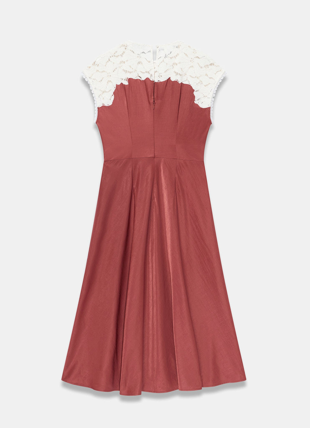 Rust Red Lace Detail Midi Dress
