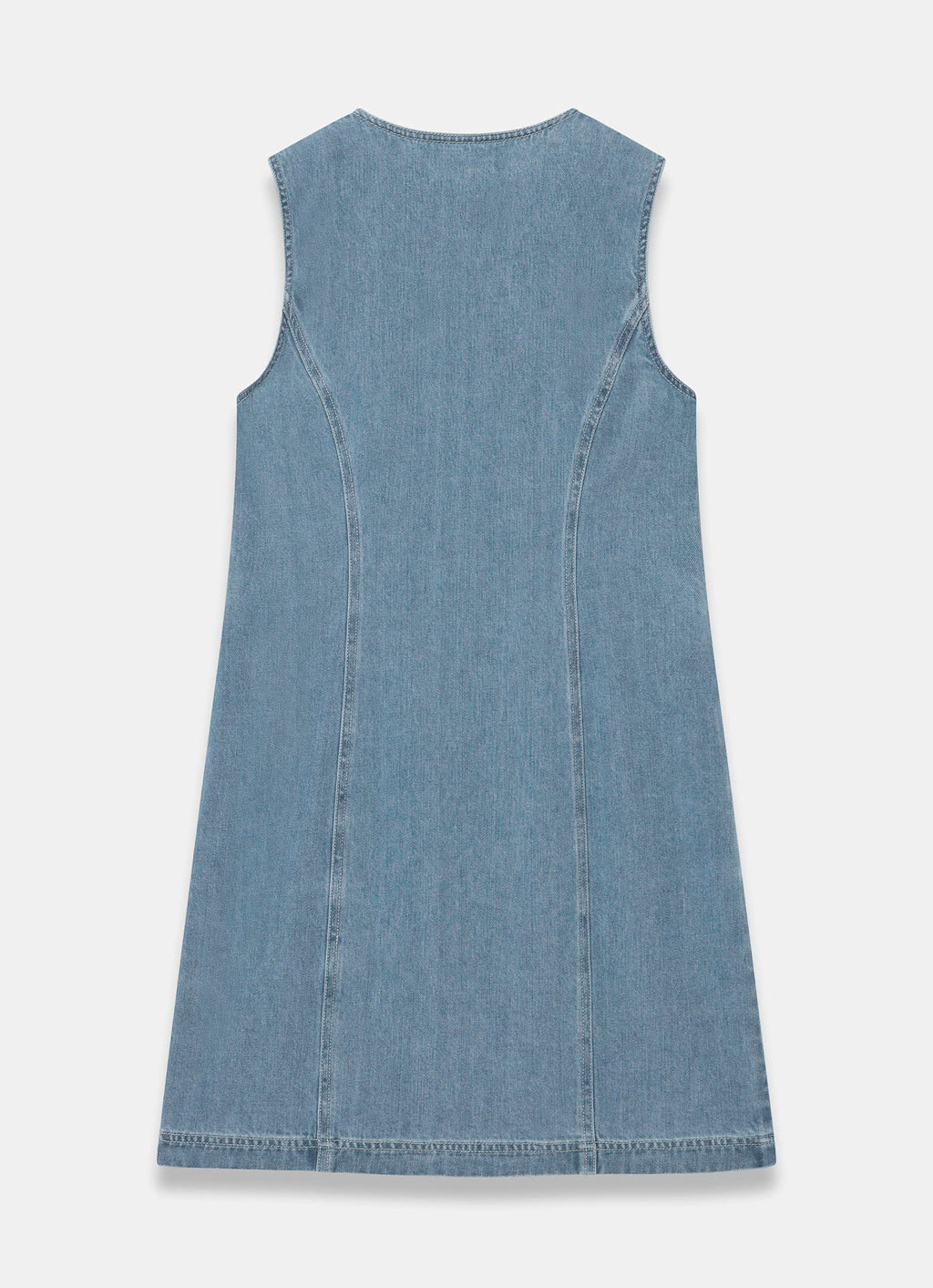 Mid Indigo Denim Scallop Mini Shift Dress