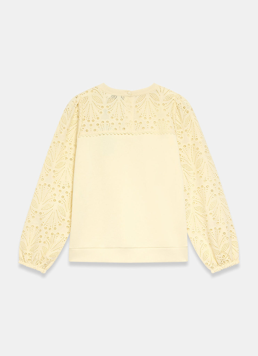 Yellow Cotton Blend Broderie Sweatshirt