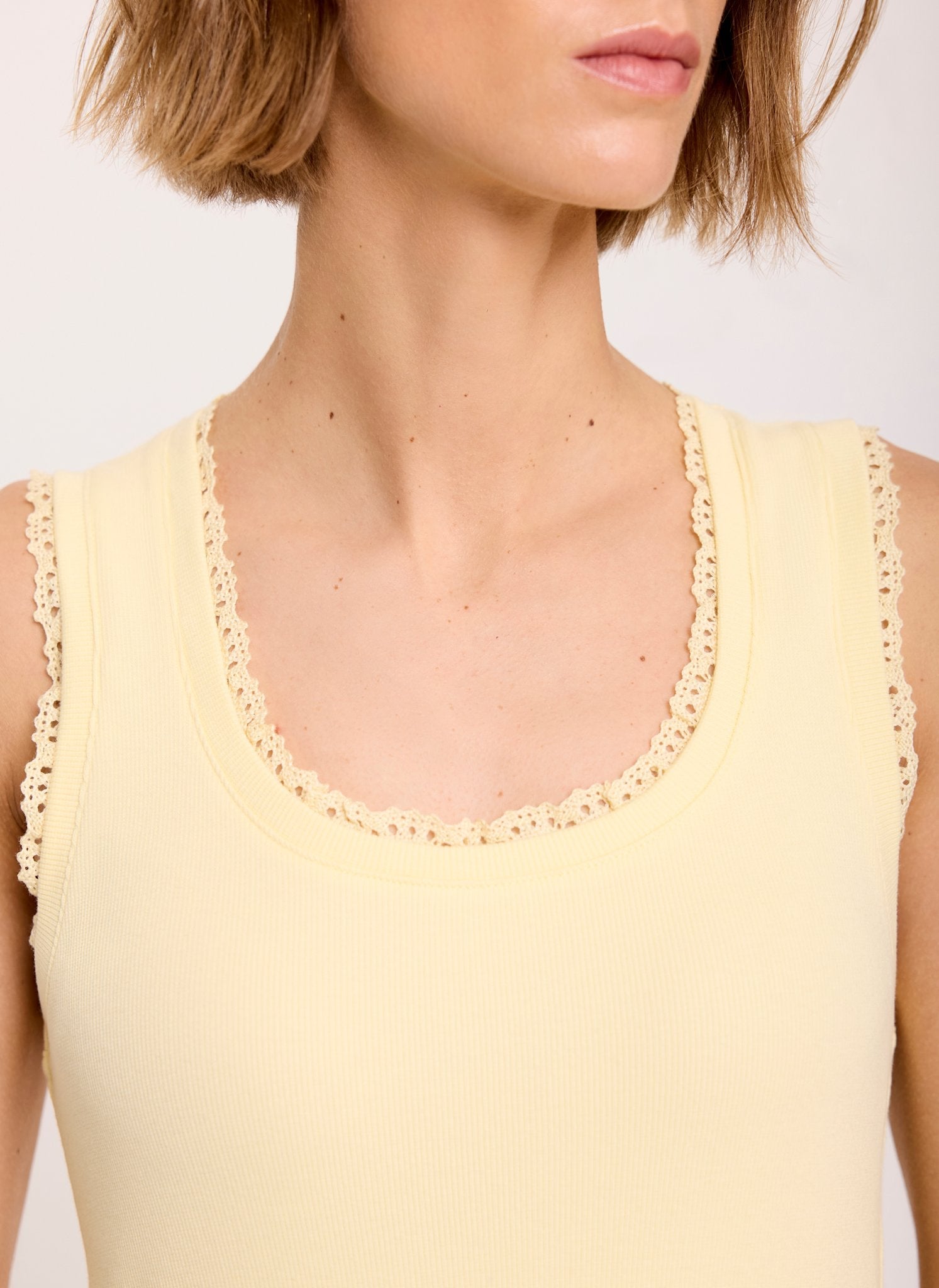 Yellow Crochet Detail Midi Dress