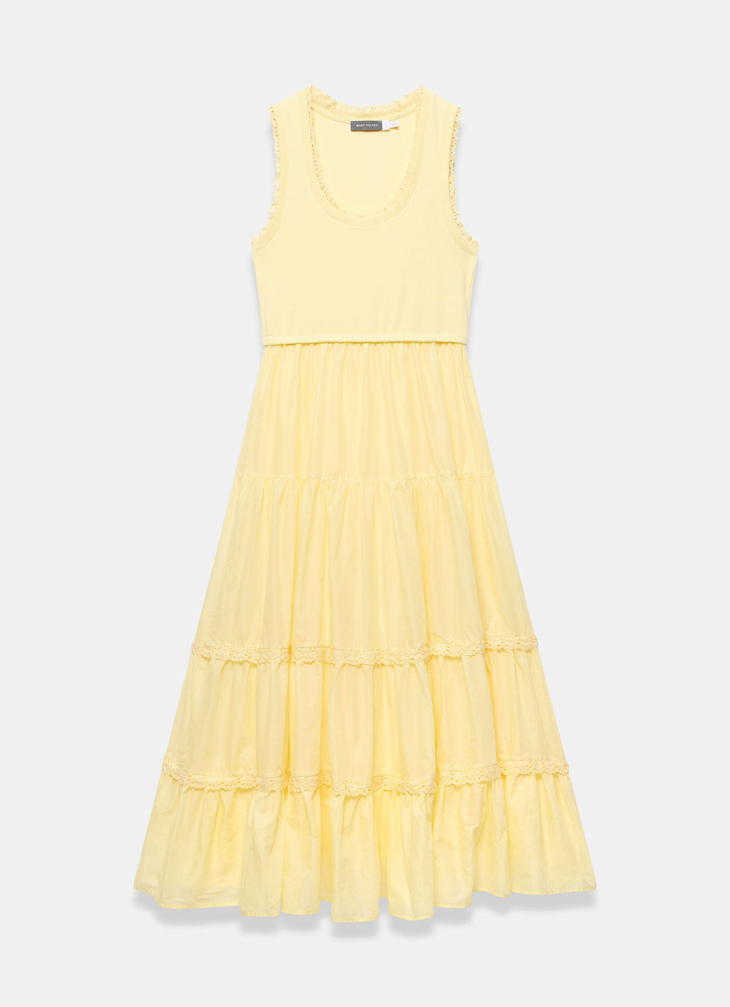 Yellow Crochet Detail Midi Dress