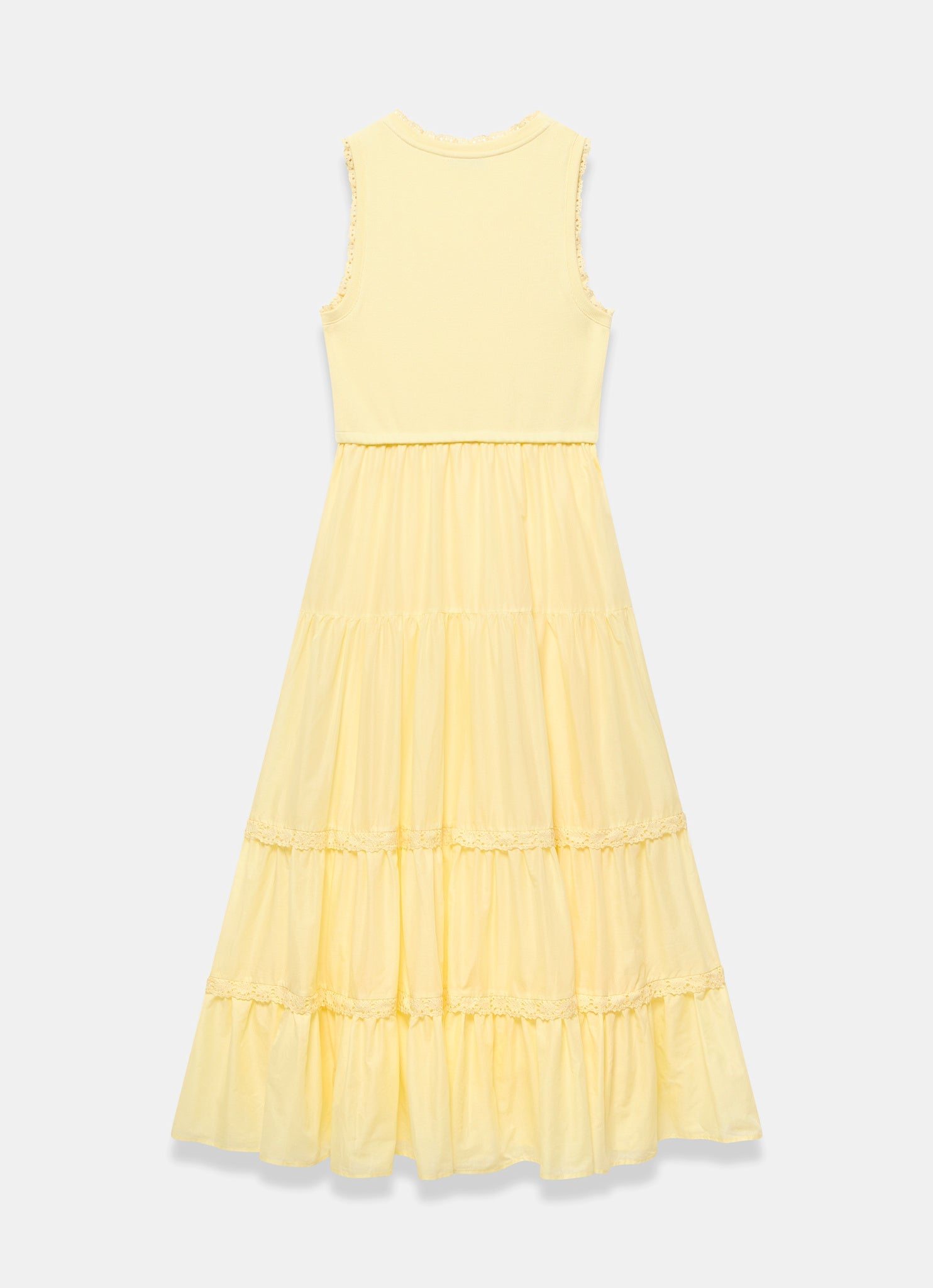 Yellow Crochet Detail Midi Dress