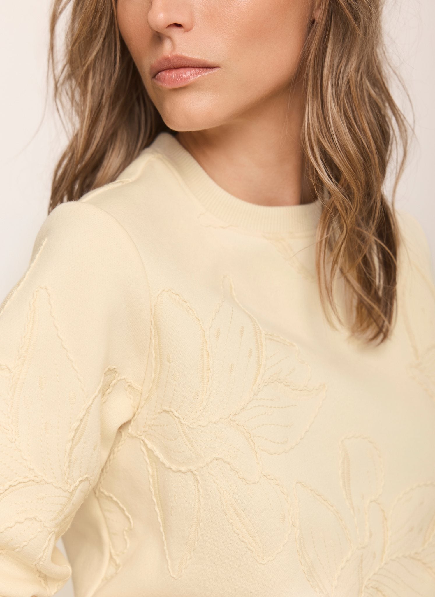 Butter Yellow Embroidered Sweatshirt